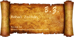 Behal Zoltán névjegykártya